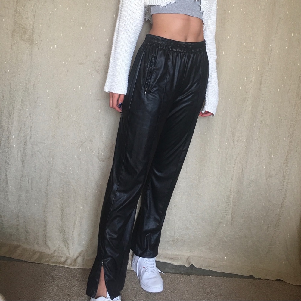Topshop faux black leather pants!